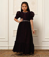 Elegant Wine Shimmery Gown for Girls