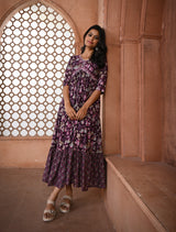 Purple Printed Alia Cut Kurti