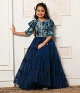 Elegant Blue Long Party Frock for Girls