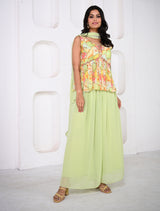 Elegant Pista Green Peplum Palazzo Set