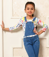 Denim Dungaree with Printed T-Shirt Set