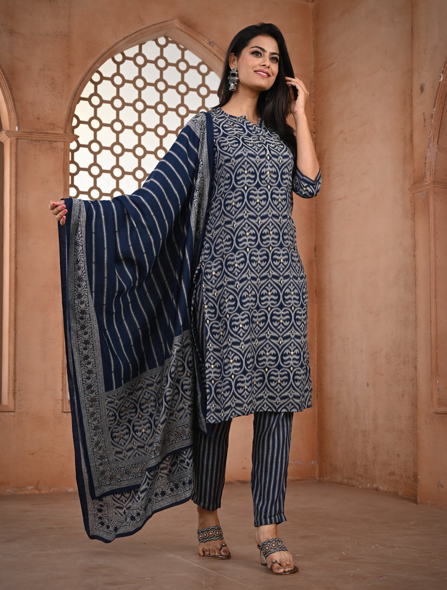 Indigo Blue Kurti Set with Dupatta