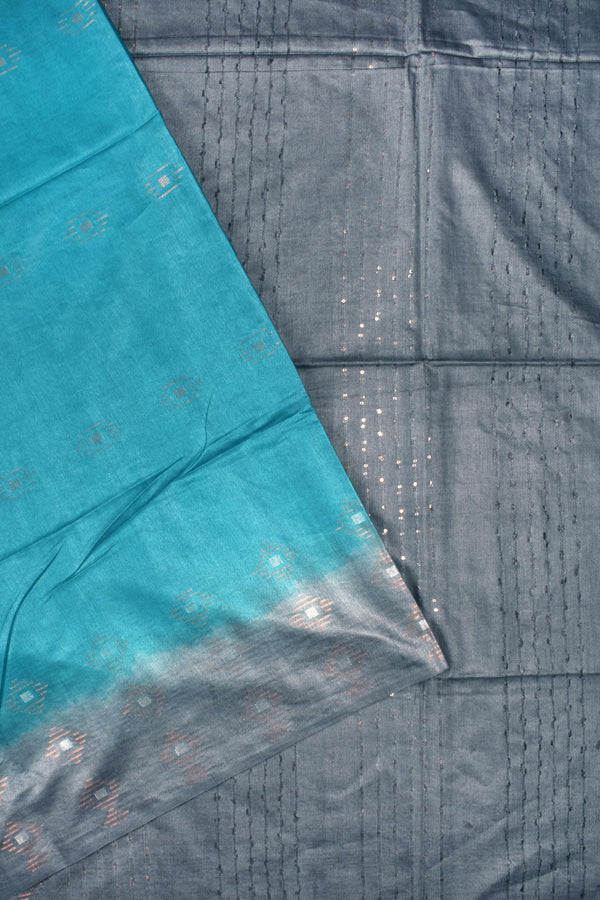 Blue Cotton Silk Dobby Saree