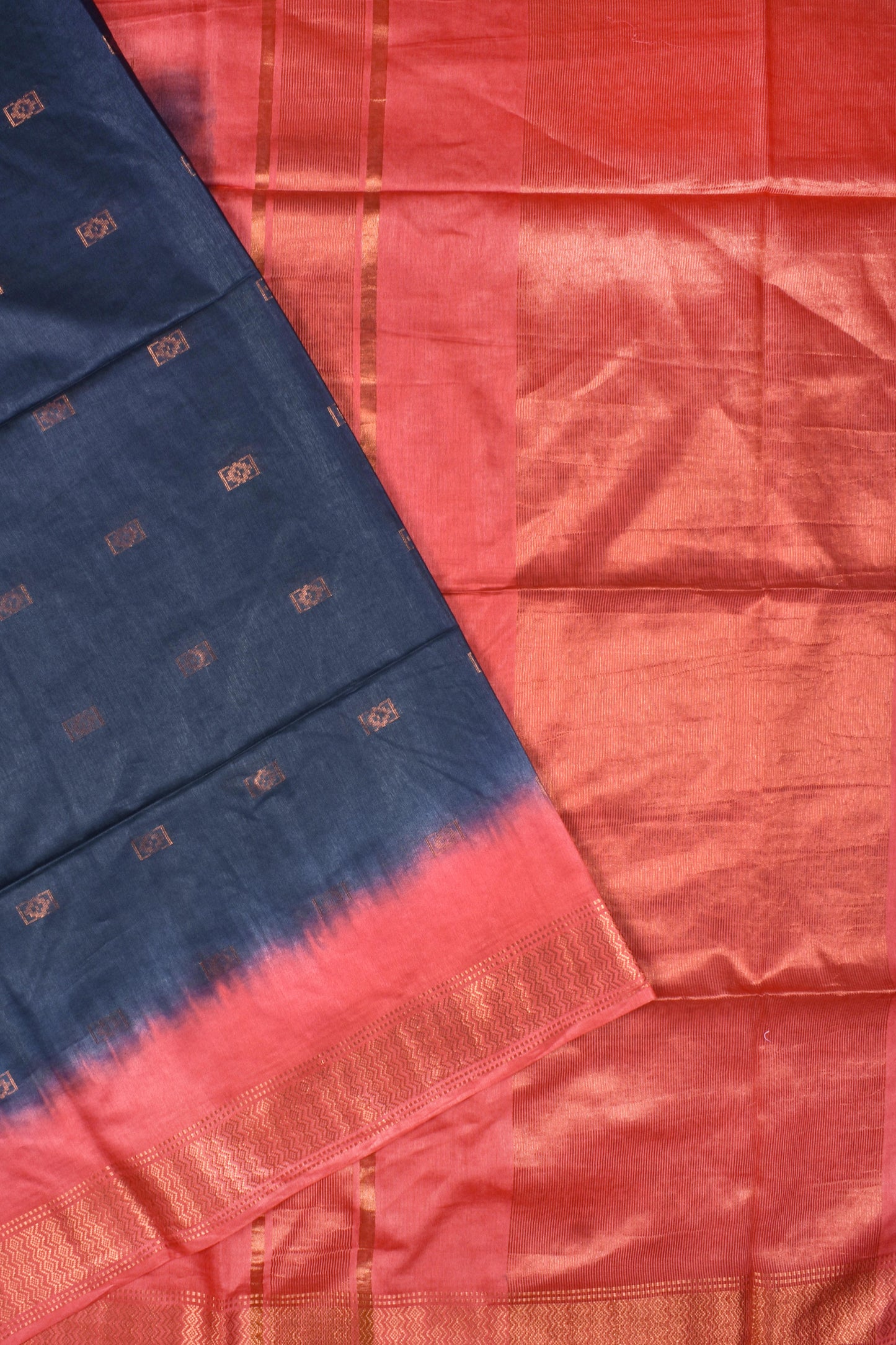 Navy Blue Cotton Silk Dobby Saree