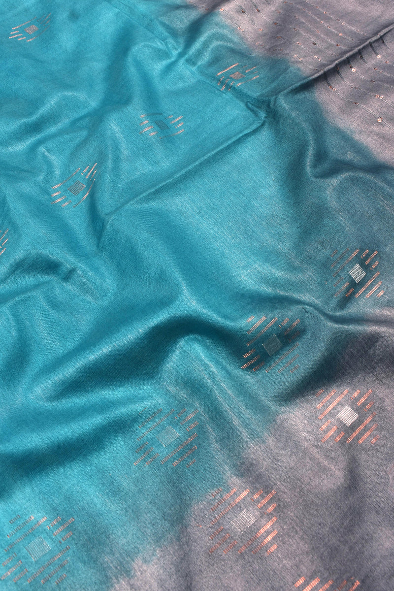 Blue Cotton Silk Dobby Saree