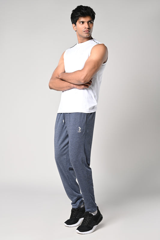 Men’s Navy-blue hosiery fabric track pants with pockets