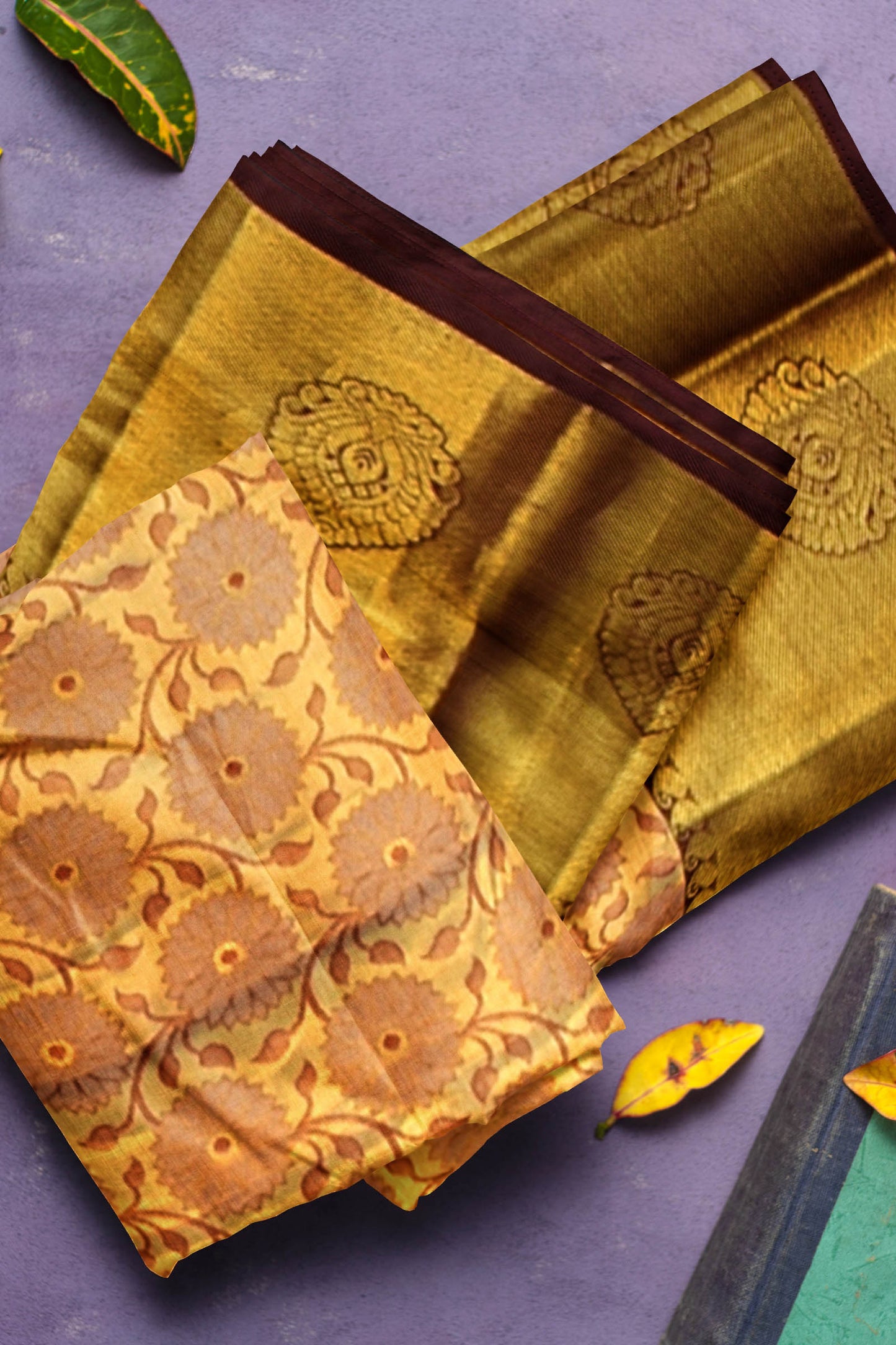 Golden Tissue Kanchipuram Bridal Pure Silk Flower Full Jaal Pattern Body Self Pallu Saree