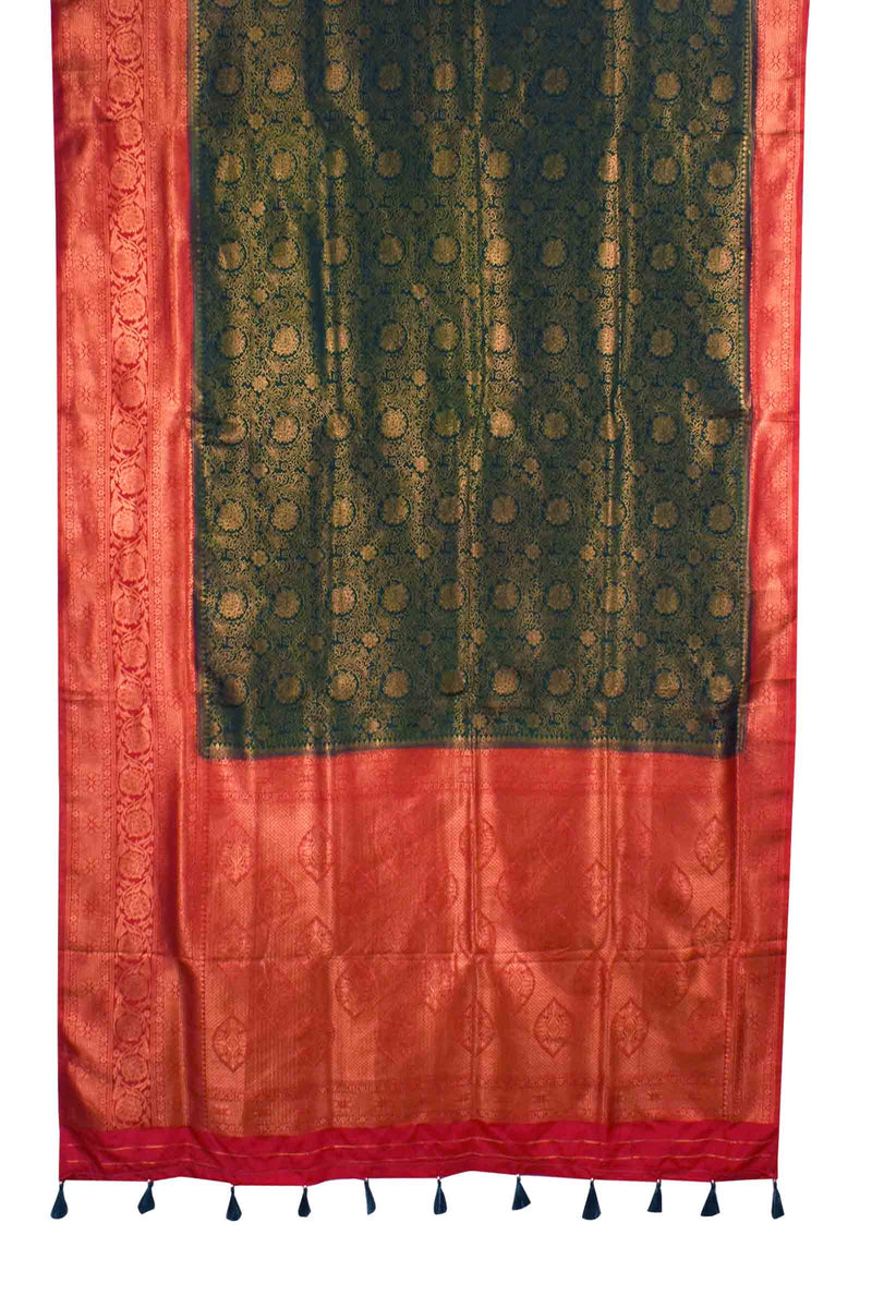 Dark Green Banaras Softy Saree