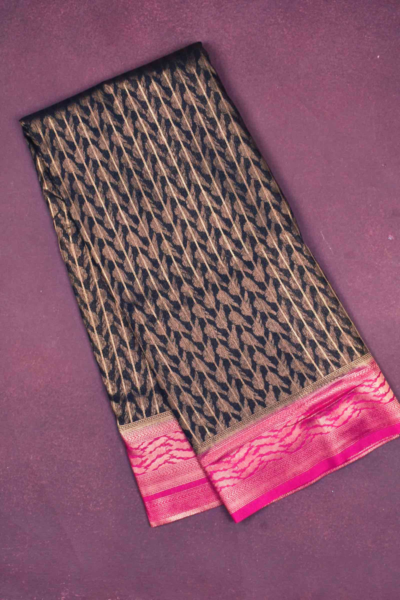 Black Pink Banaras Softy Saree