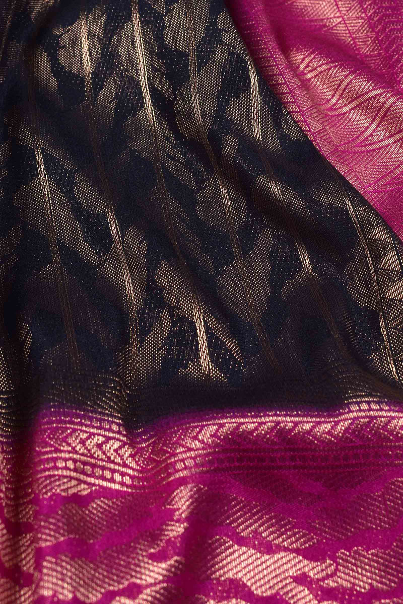 Black Pink Banaras Softy Saree