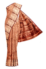 Maroon Kanchipuram Bridal Pure Silk Copper Zari Mythical Animal Border Self Pallu Saree