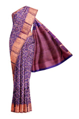 Purple Kanchipuram Bridal Pure Silk Interchain Body Self Pallu Saree