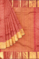 Pink Kanchipuram Bridal Pure Silk Body Checks Peacock All Over Butta Self Pallu Saree