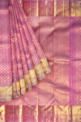 Pink Kanchipuram Bridal Pure Silk Peacock All Over Butta Self Pallu Saree