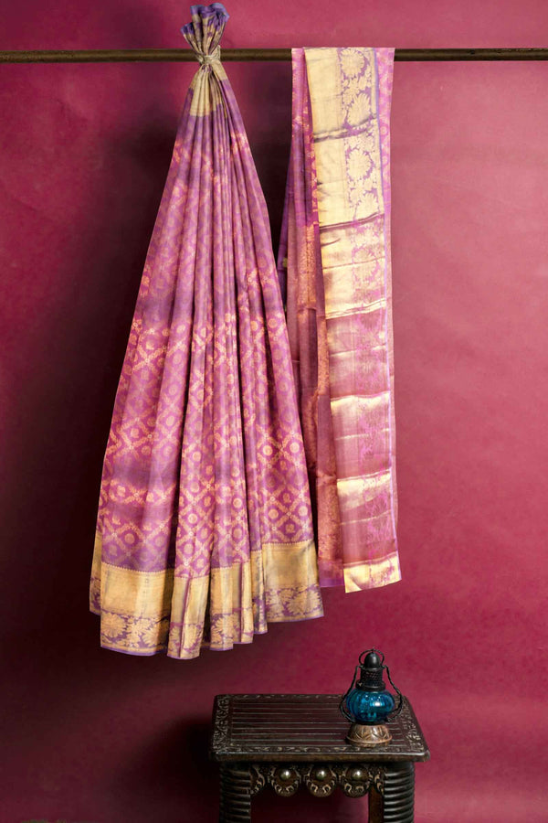 Pink Kanchipuram Bridal Pure Silk Peacock All Over Butta Self Pallu Saree