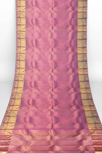 Pink Kanchipuram Bridal Pure Silk Peacock All Over Butta Self Pallu Saree