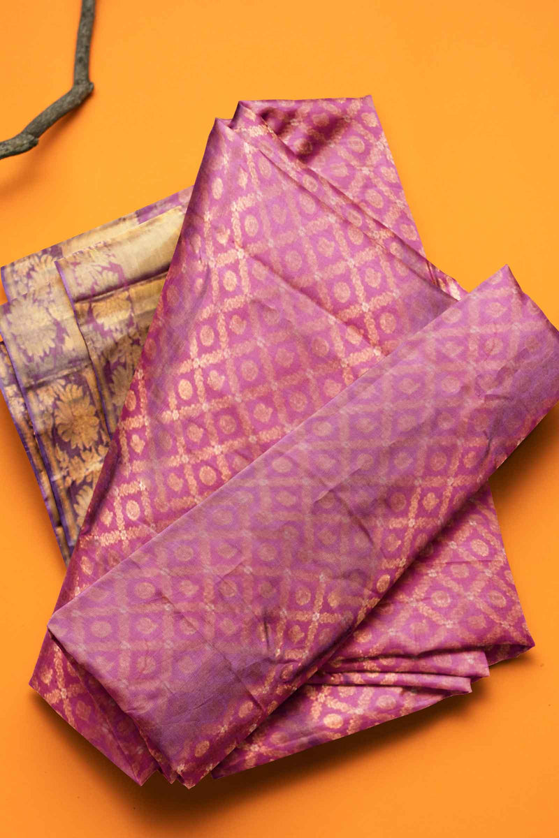 Pink Kanchipuram Bridal Pure Silk Peacock All Over Butta Self Pallu Saree