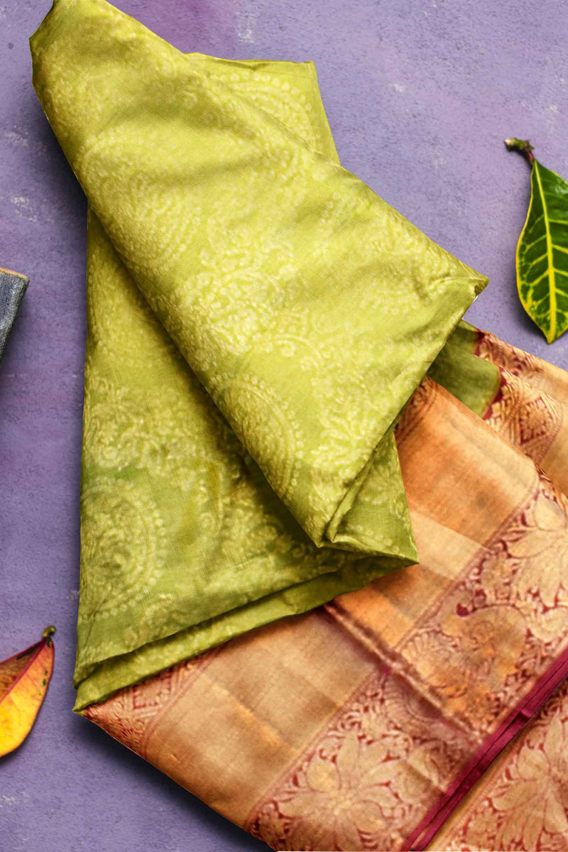 Green Kanchipuram Bridal Pure Silk Peacock Coin Body Peacock Border Pink Contrast Pallu Saree