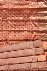 Maroon Kanchipuram Bridal Pure Silk Copper Zari Mango Butta Border Pink Contrast Pallu Saree