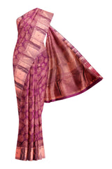 Magenta Kanchipuram Bridal Pure Silk Fireworks Butta Self Pallu Saree