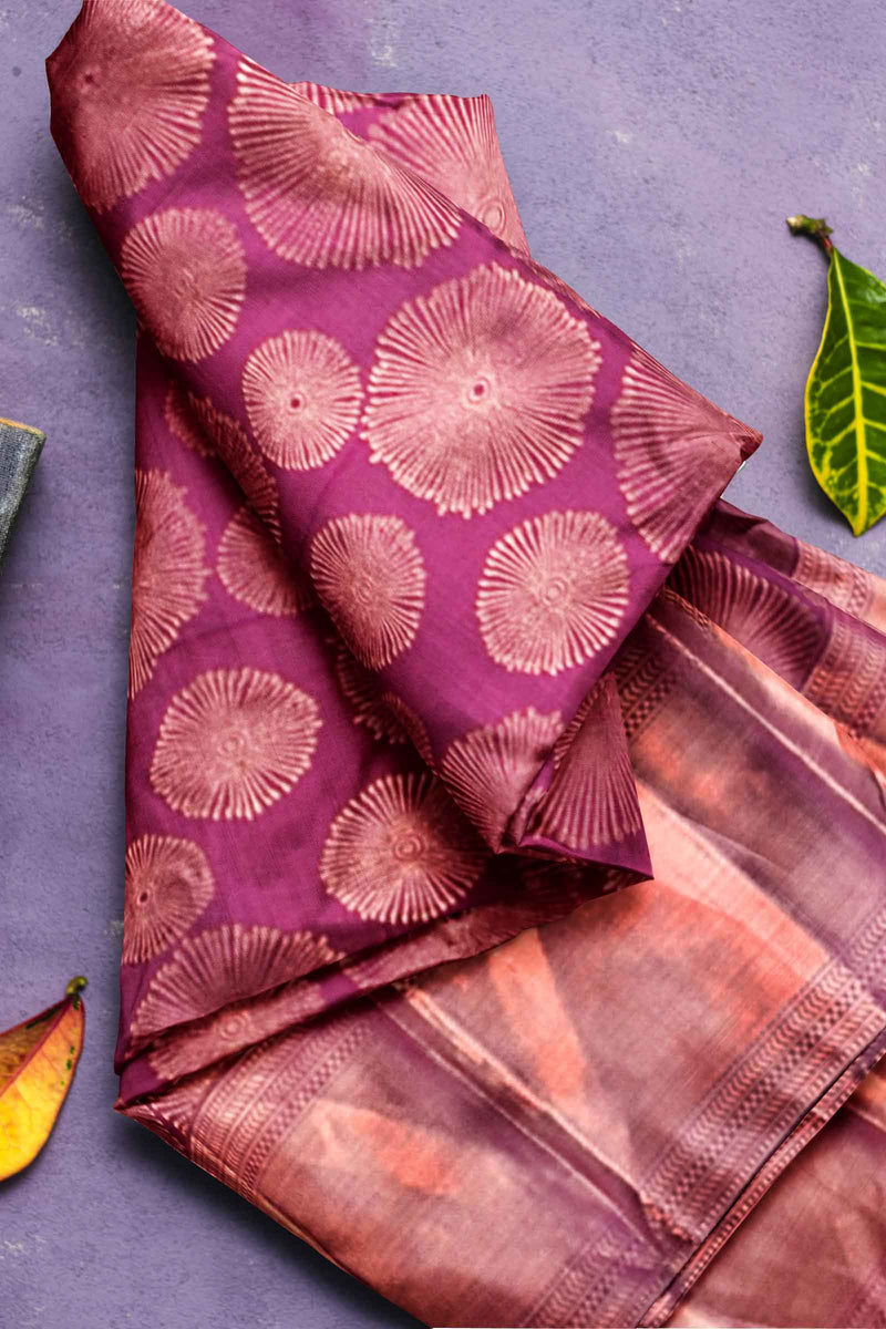 Magenta Kanchipuram Bridal Pure Silk Fireworks Butta Self Pallu Saree