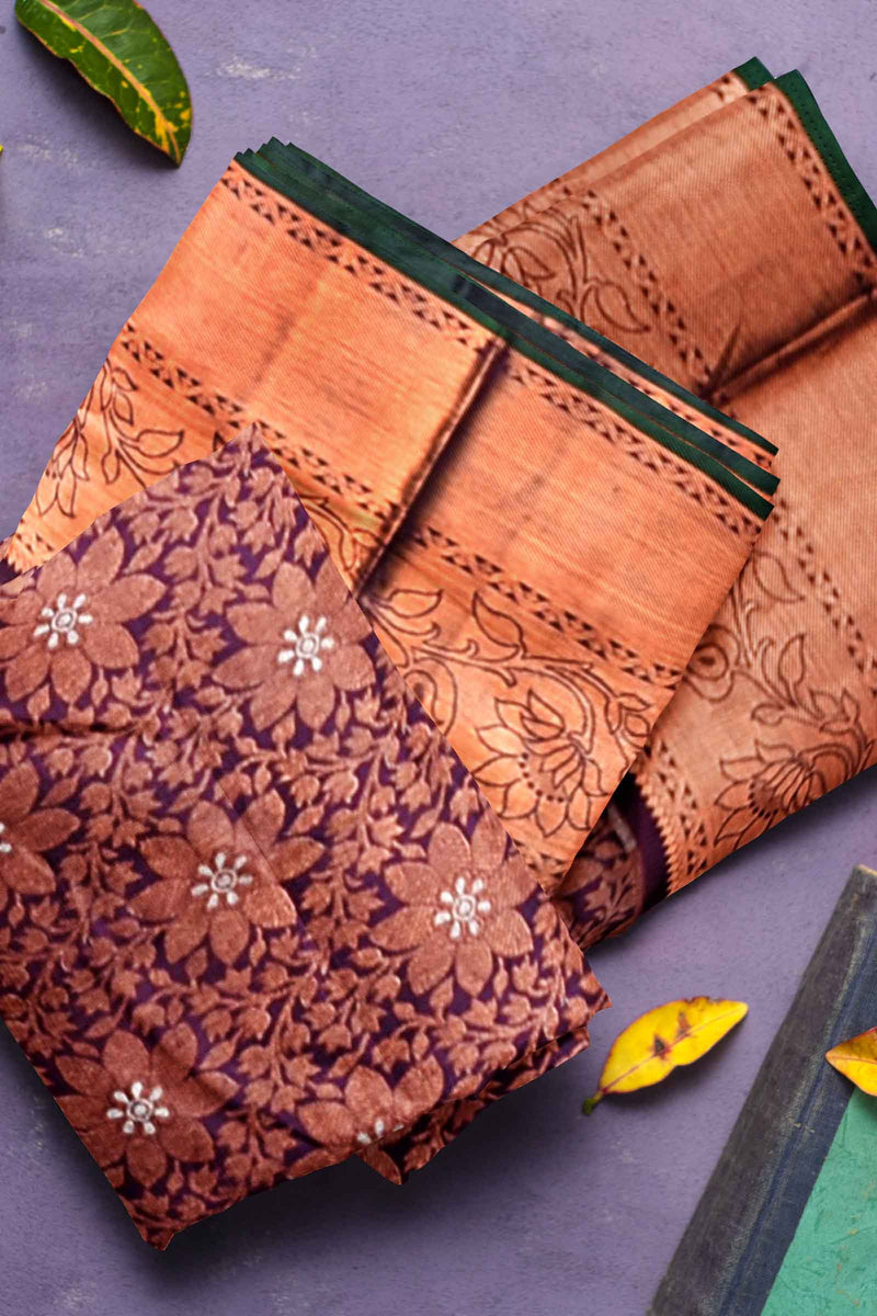 Magenta Purple Kanchipuram Bridal Pure Silk Copper Zari Flower Silver Meena Body Self Pallu Saree