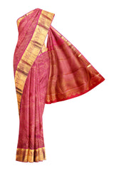 Pink Kanchipuram Bridal Pure Silk Small Checks Butta Self Pallu Saree