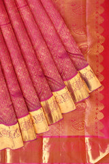 Pink Kanchipuram Bridal Pure Silk Small Checks Butta Self Pallu Saree