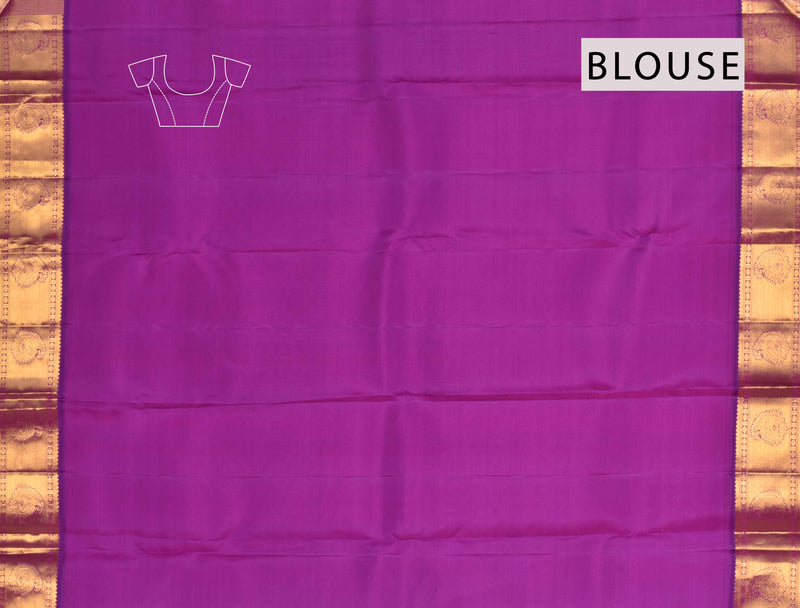 Light Pink Kanchipuram Bridal Pure Silk Small Coin Butta Body Korvai Border Purple Contrast Pallu Saree