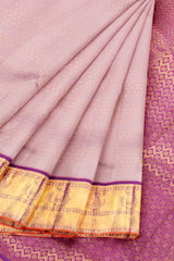 Light Pink Kanchipuram Bridal Pure Silk Small Coin Butta Body Korvai Border Purple Contrast Pallu Saree