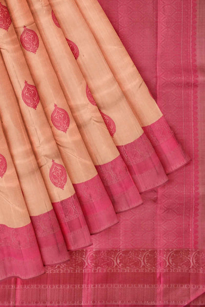 Sandal Light Weight Pure Silk Arani Contrast Pink Butta Pallu Saree