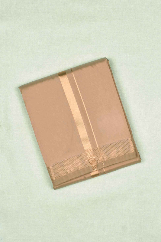 Light Copper Art Silk with Traditional Border Mens Dhoti