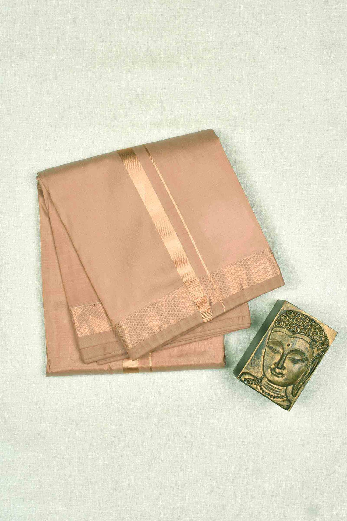 Light Copper Art Silk with Traditional Border Mens Dhoti