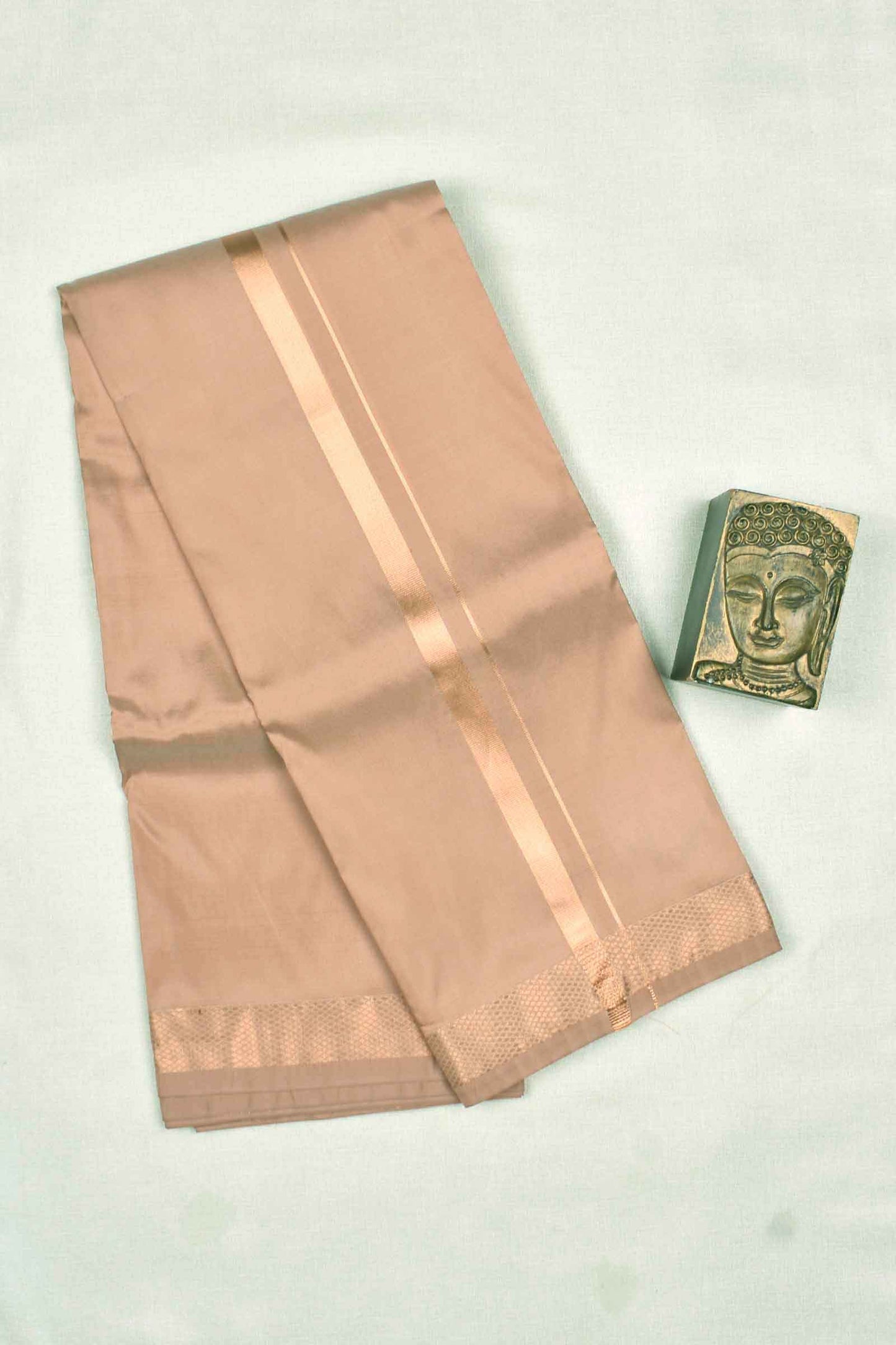 Light Copper Art Silk with Traditional Border Mens Dhoti
