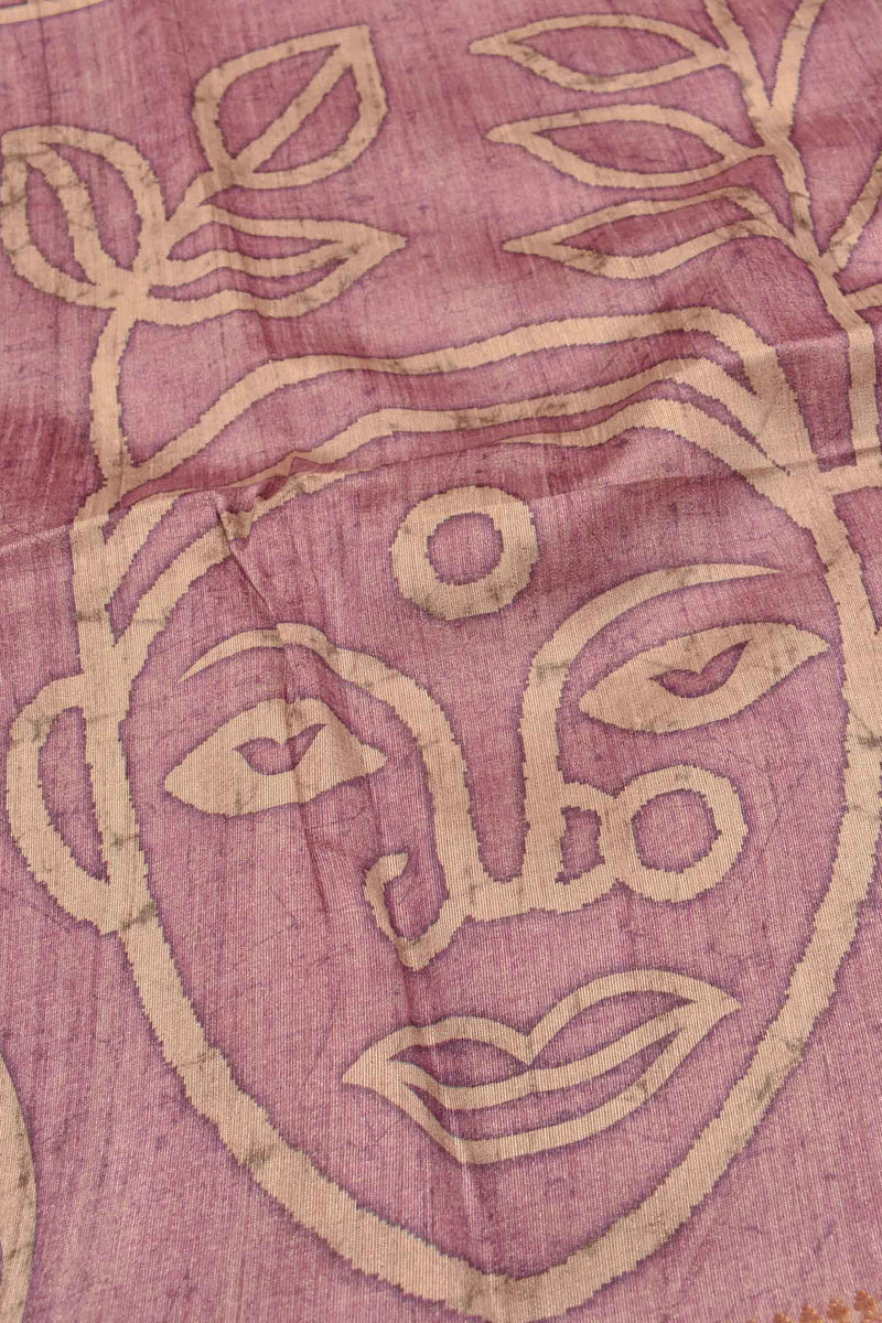 Pink Art Chappa Face Print Saree