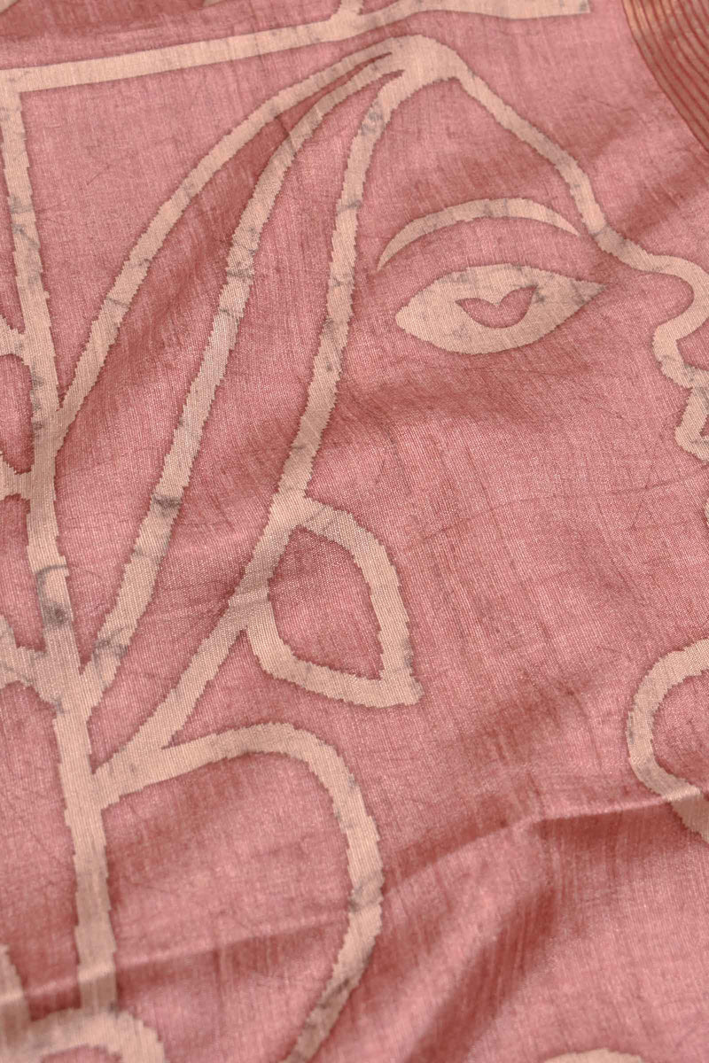 Dark Pink Art Chappa Face Print Saree