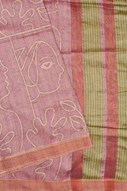 Pink Art Chappa Face Print Saree