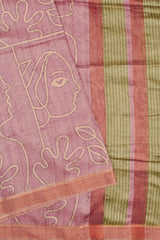 Pink Art Chappa Face Print Saree