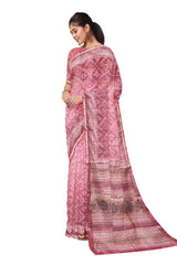 Pink Malai Silk Digital Bandhini Style Print Saree