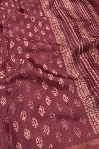 Meroon Malai Silk Digital Flower Print Saree