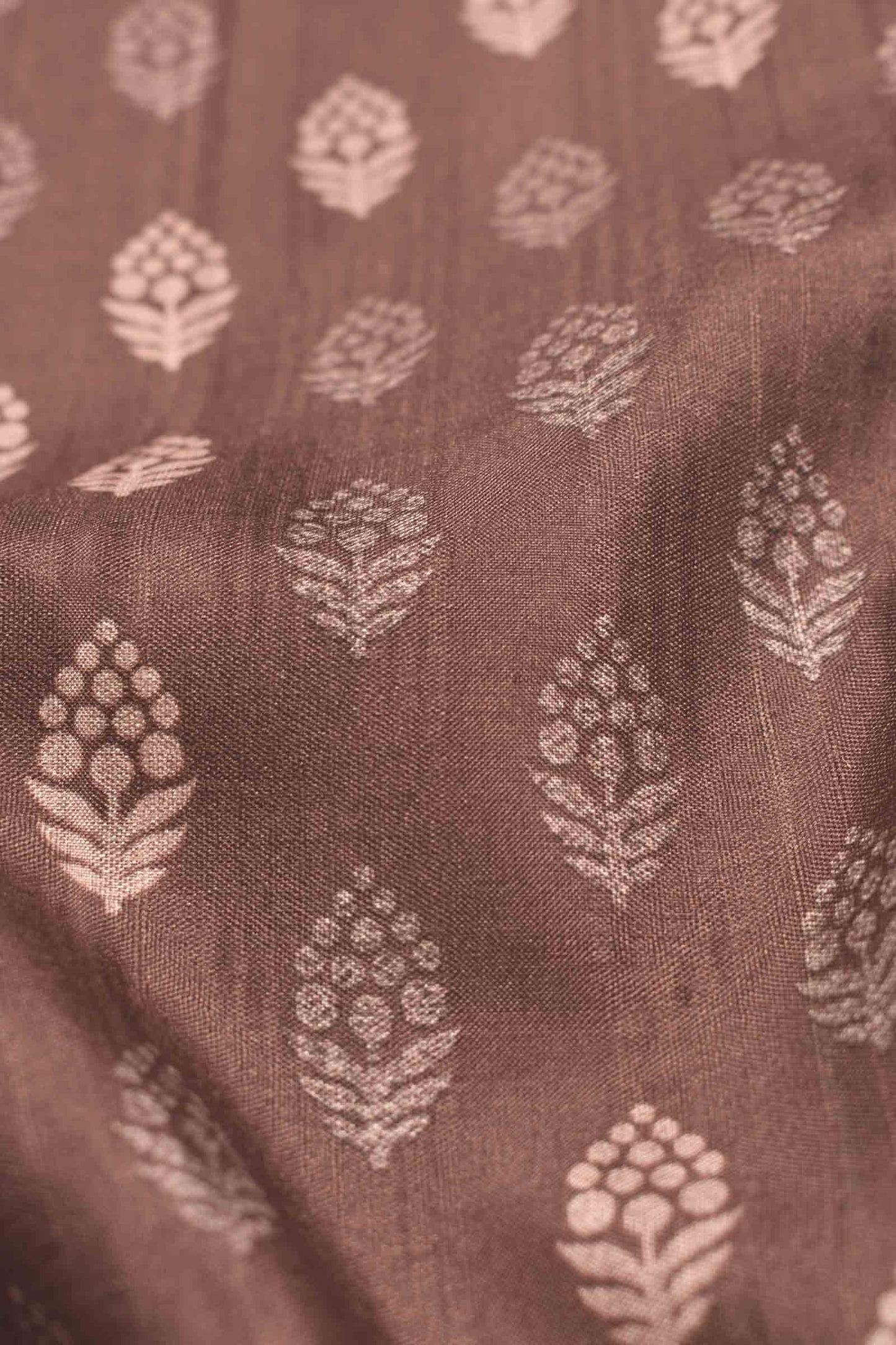 Brown Malai Silk Digital Flower Print Saree