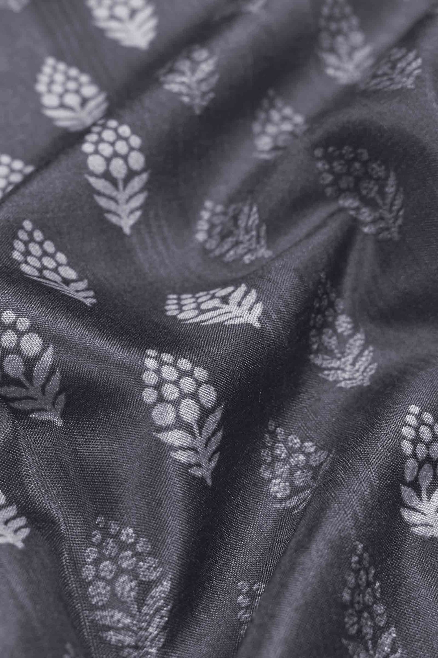 Grey Malai Silk Digital Flower Print Saree