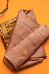 Sandal Light Weight Arani Pure Silk Big Border Contrast Brown Blouse Saree