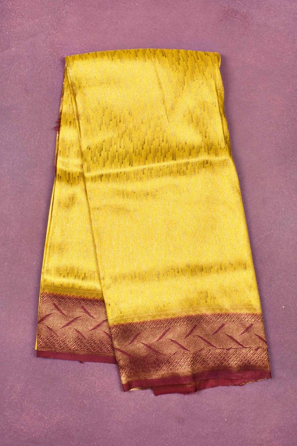 Yellow Meroon Banaras Softy Saree