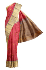 Pink Light Weight Arani Pure Silk All Over Leaf Butta Saree