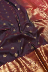 Brown Body Butta Rich Pallu Border Contrast Semi Soft Silk Saree