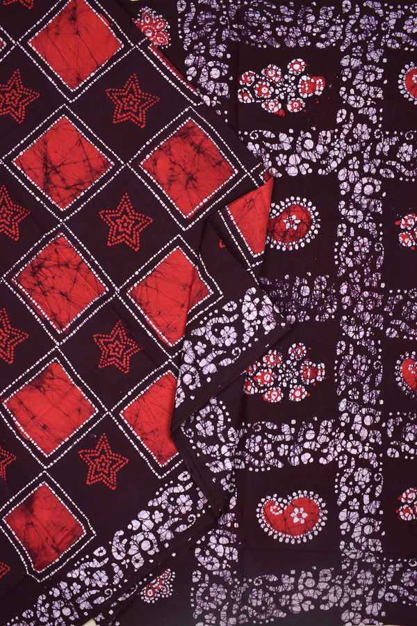 Red Pure Cotton Sungudi Star Print Saree