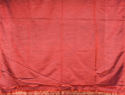 Black Red Dupion Slub Triangle Butta Fancy Border Semi Soft Silk Saree