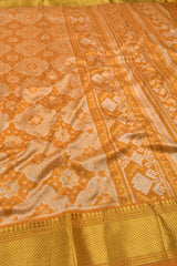 Apricot Orange Sana Soft Silk Fancy Print Zari Border Saree