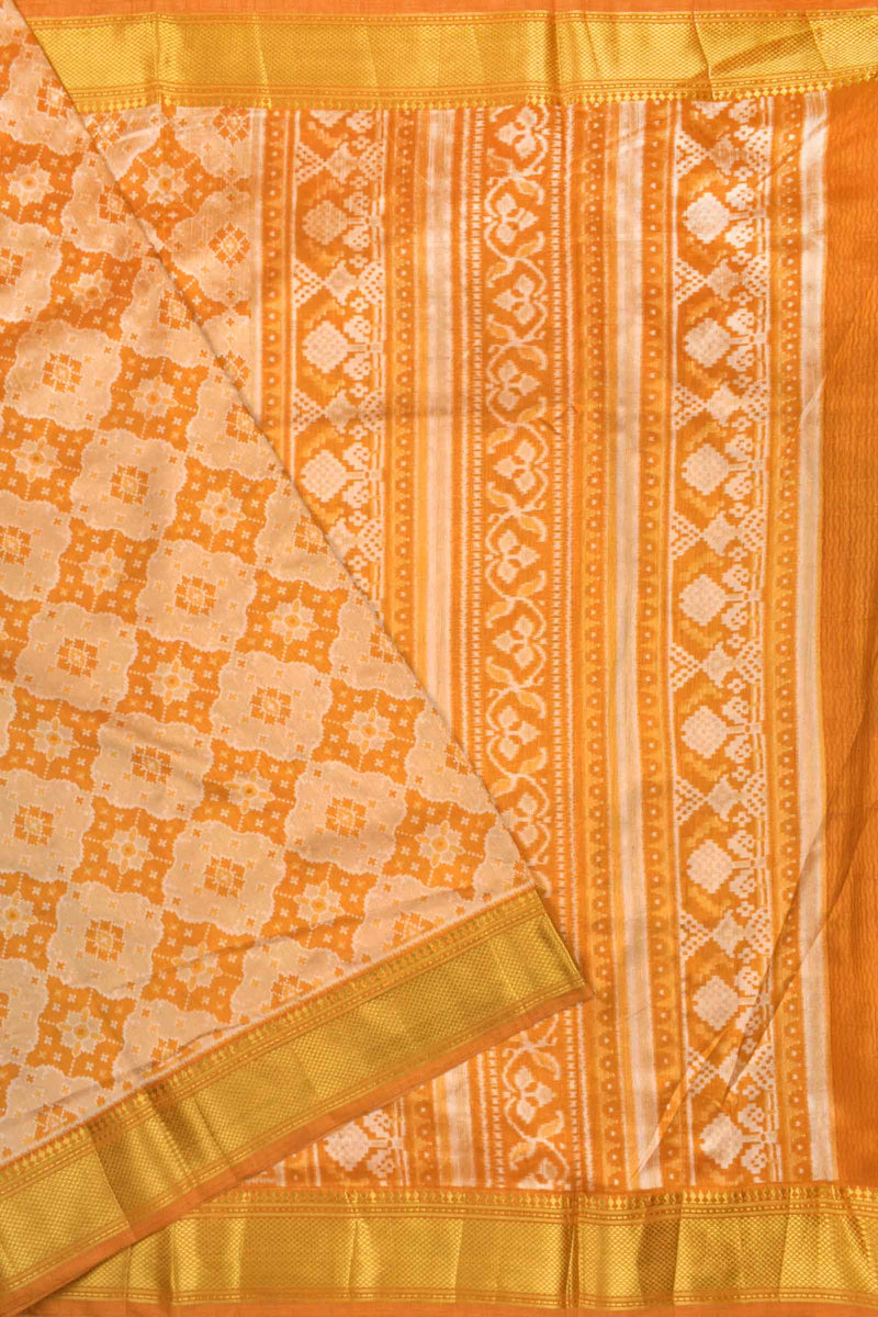 Apricot Orange Sana Soft Silk Fancy Print Zari Border Saree